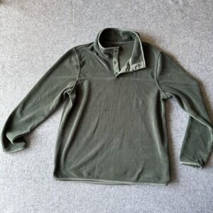32 Heat Mens Fleece Pullover Small Olive Green Mock Neck Snap Thermal Jacket